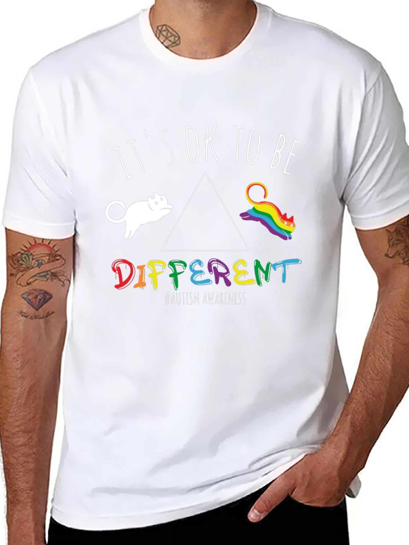 Autism Awareness Its OK To Be Different Cat T-Shirt