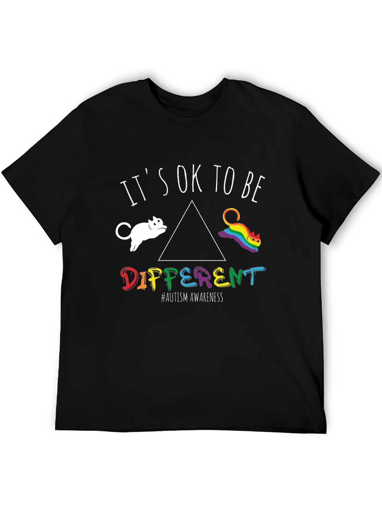 Autism Awareness Its OK To Be Different Cat T-Shirt