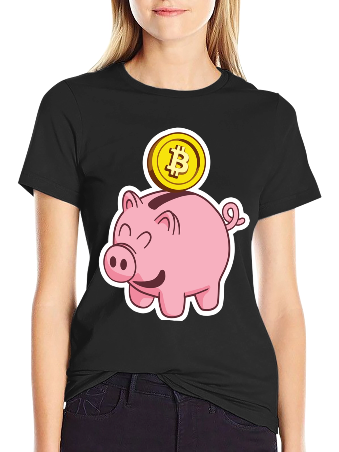 Bitcoin Piggy Bank Black T-Shirt