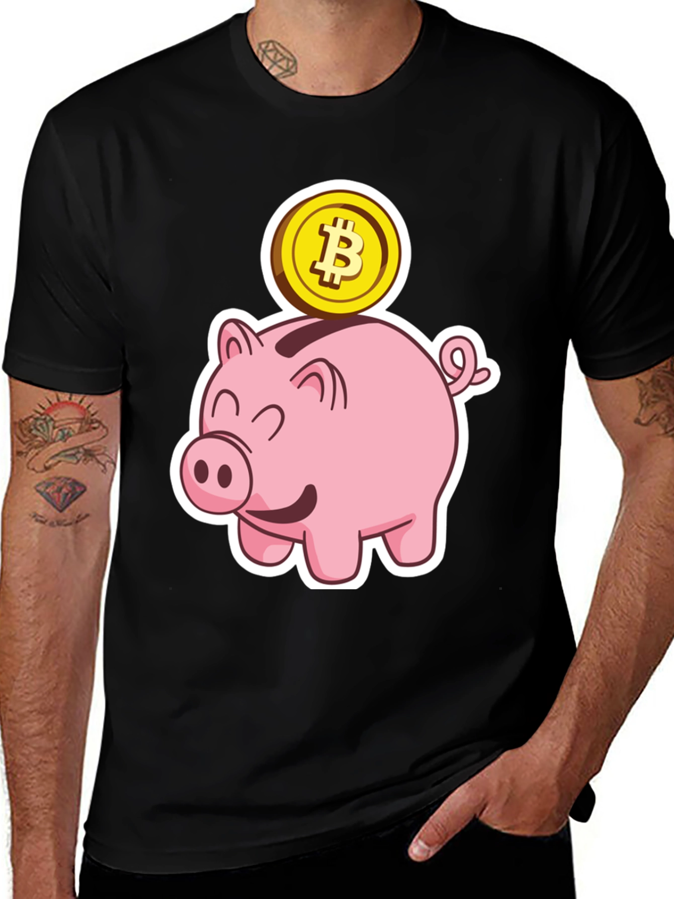 Bitcoin Piggy Bank Black T-Shirt