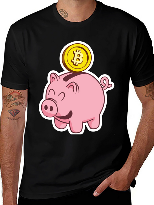 Bitcoin Piggy Bank Black T-Shirt