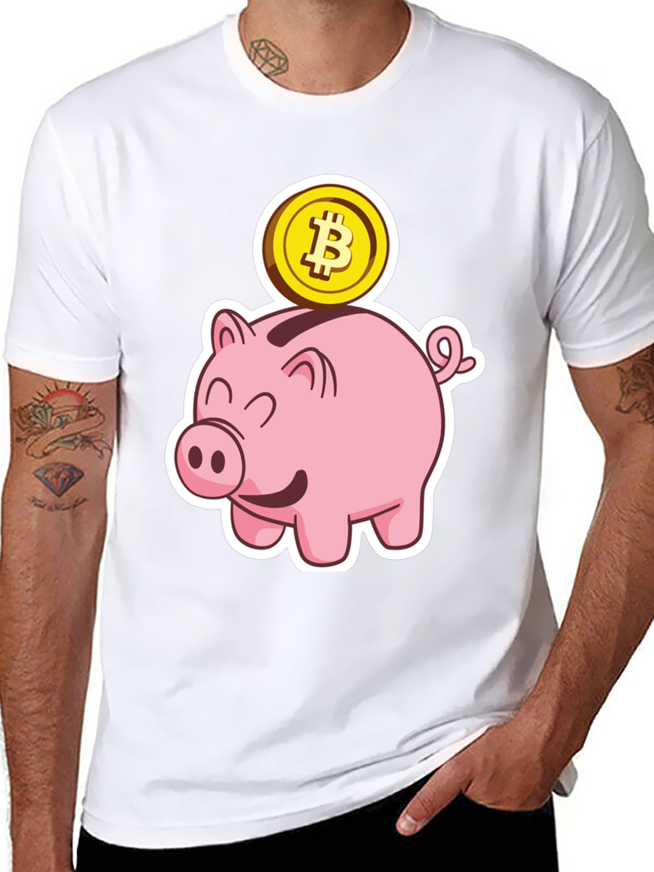Bitcoin Piggy Bank Black T-Shirt