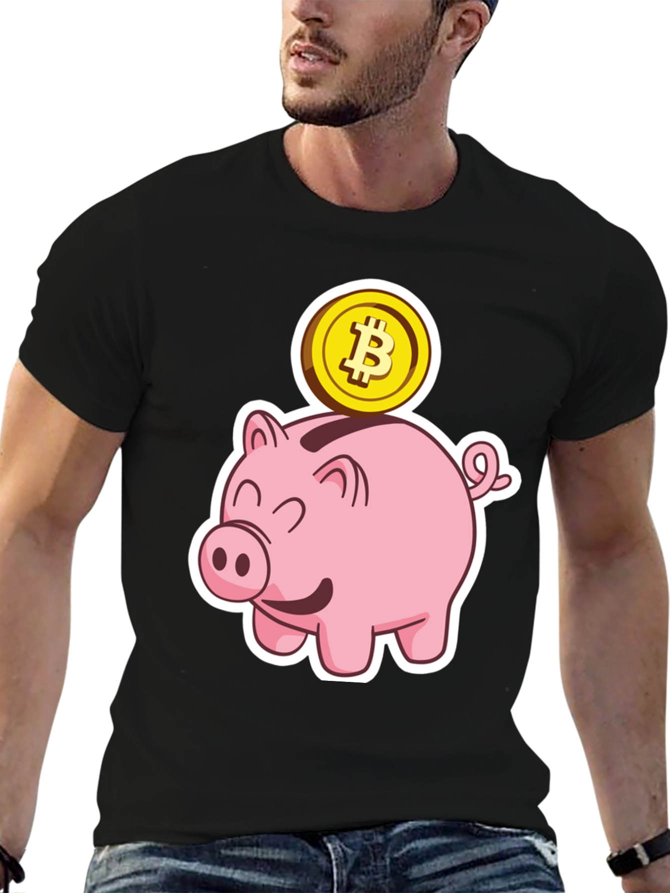 Bitcoin Piggy Bank Black T-Shirt