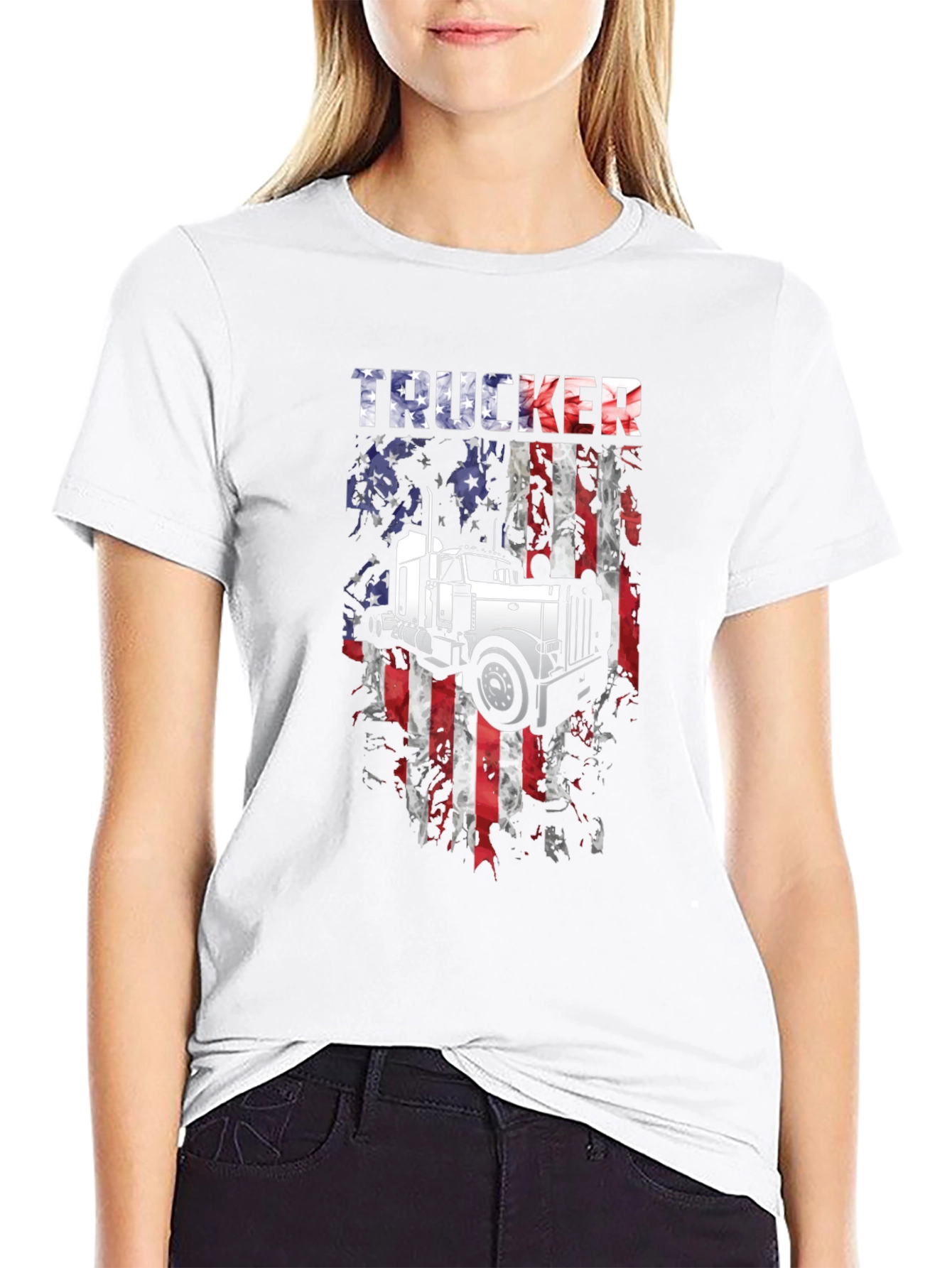 Trucker USA Flag Graphic T-Shirt