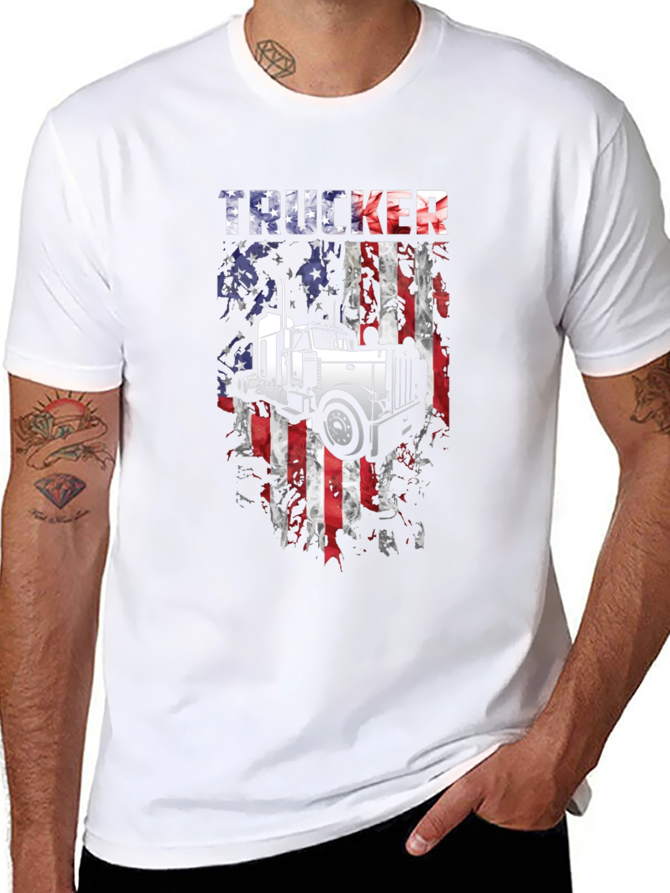 Trucker USA Flag Graphic T-Shirt