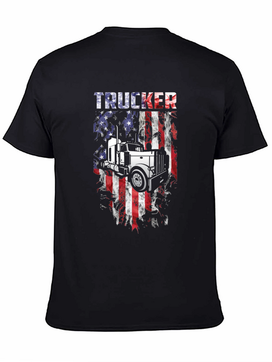 Trucker USA Flag Graphic T-Shirt