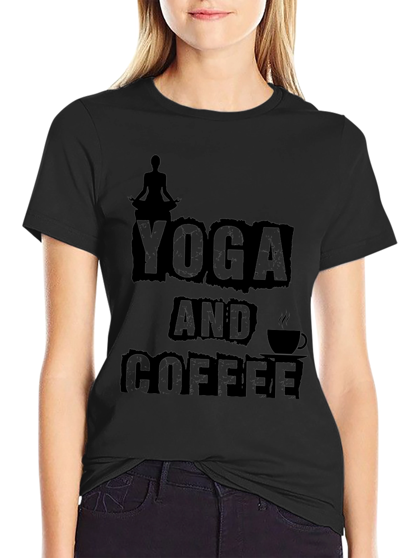Yoga and Coffee Black Graphic Tee