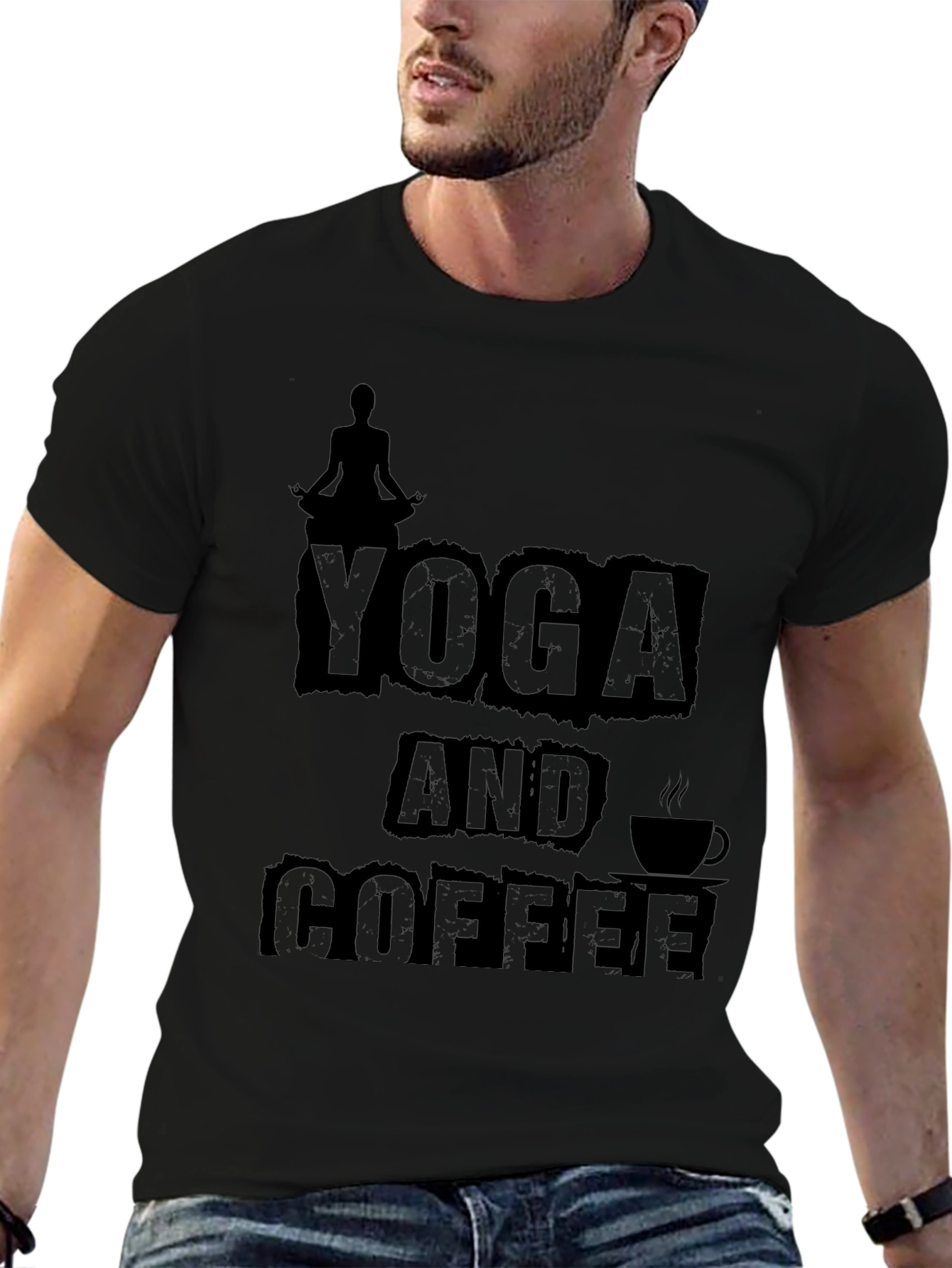 Yoga and Coffee Black Graphic Tee