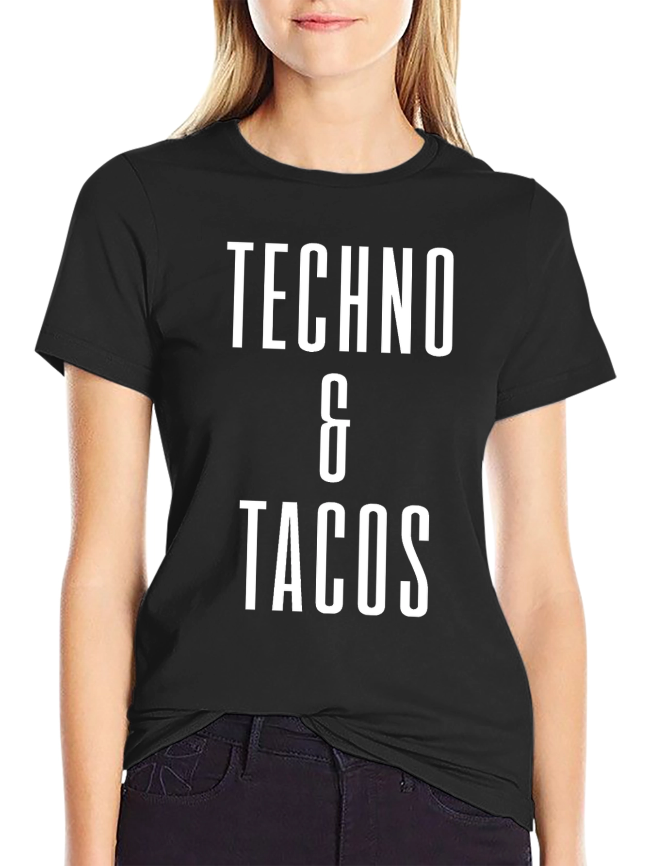 Techno & Tacos Graphic Tee - Black Cotton Blend