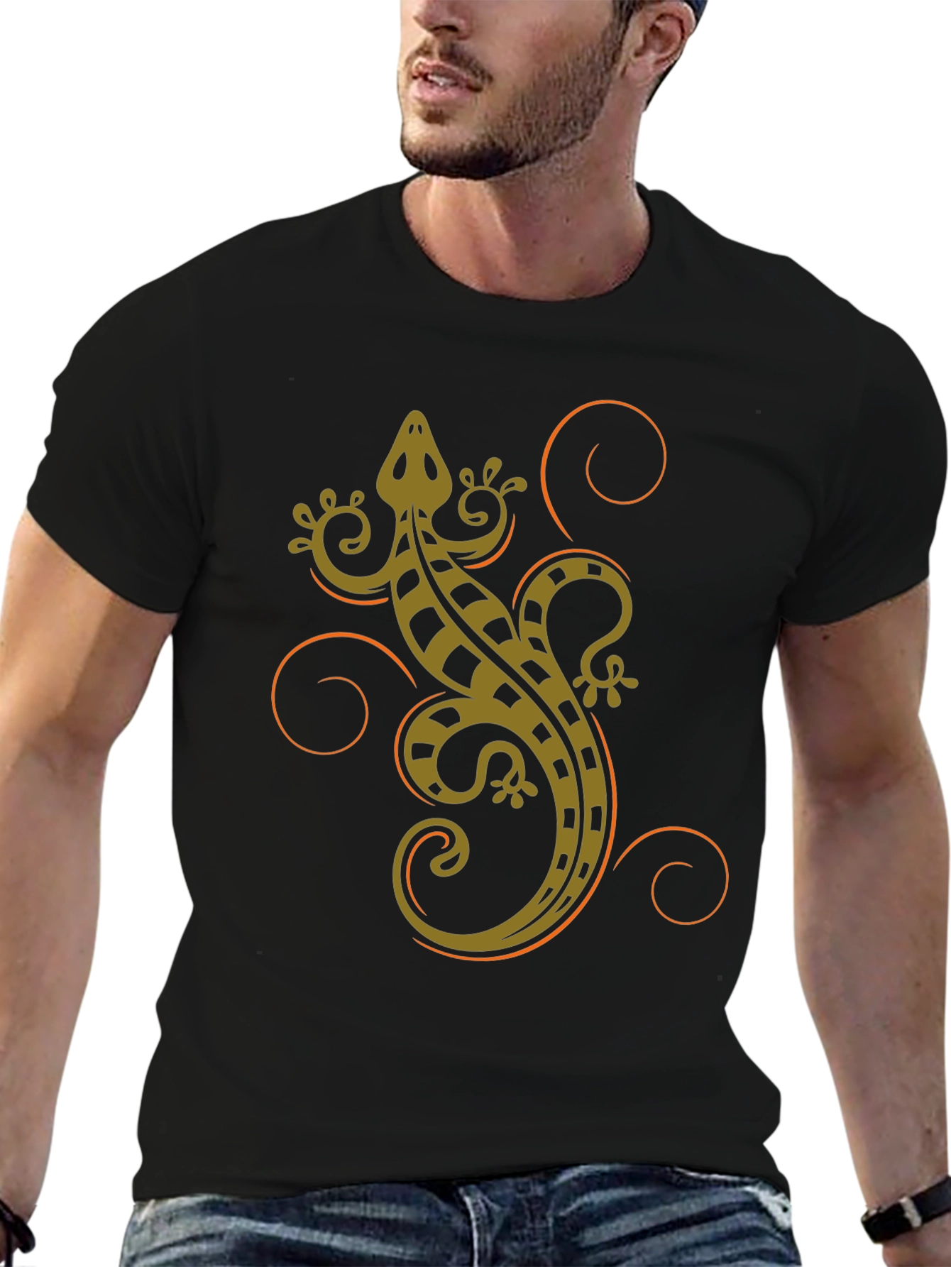 Tribal Gecko Graphic Tee - Cool Reptile Shirt
