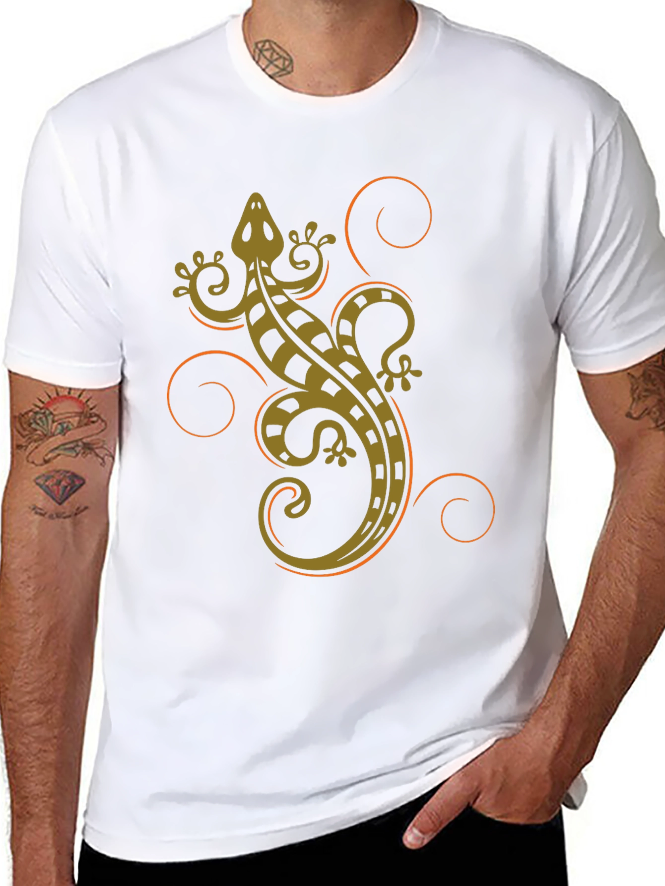Tribal Gecko Graphic Tee - Cool Reptile Shirt