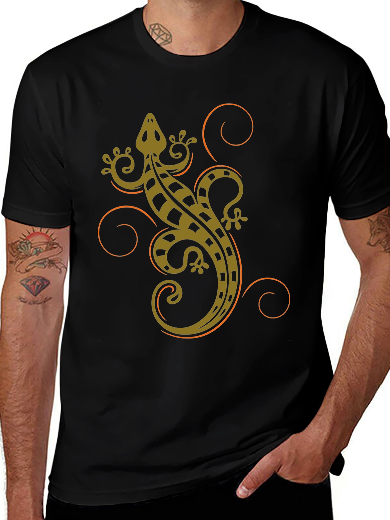 Tribal Gecko Graphic Tee - Cool Reptile Shirt