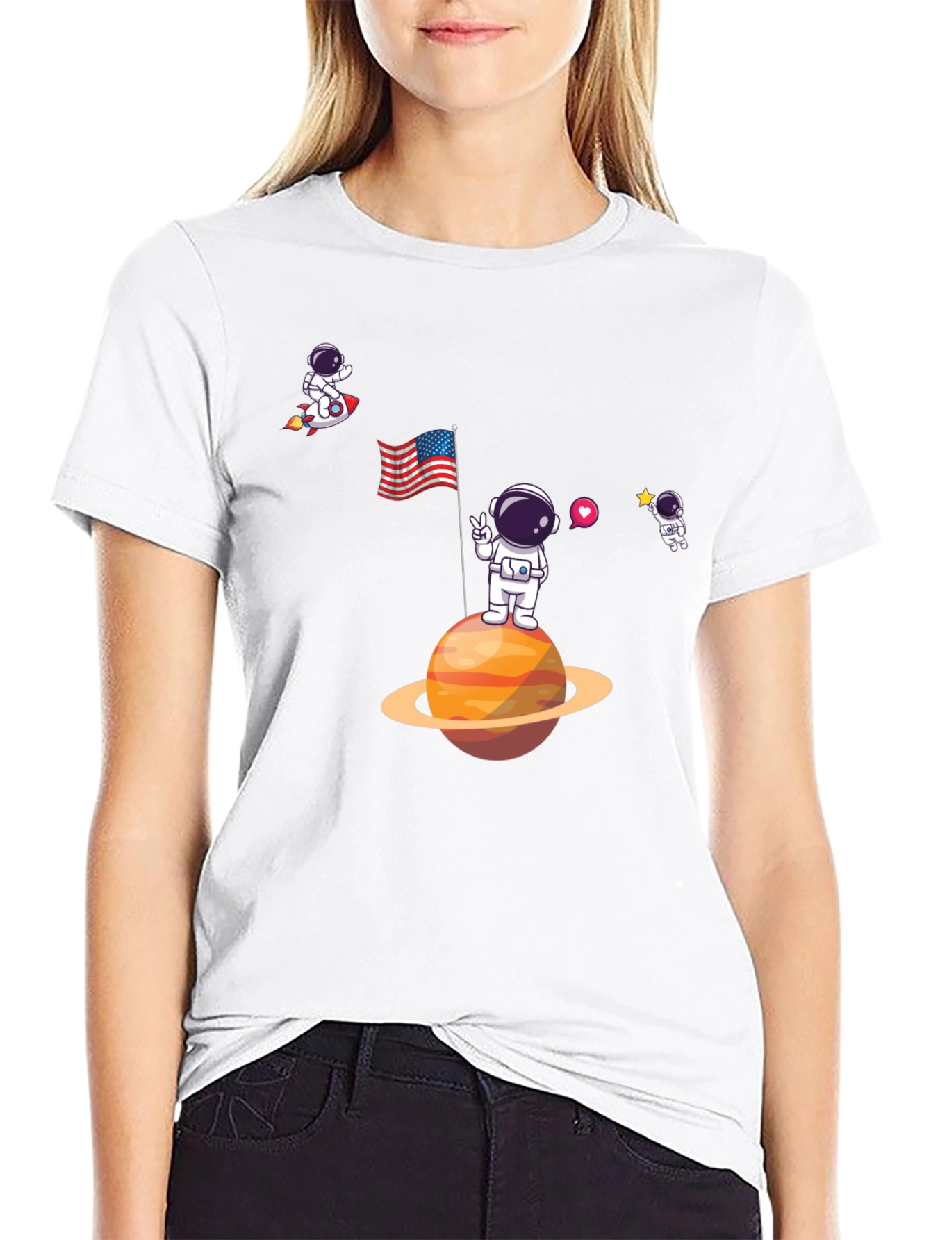 Astronaut Planet Graphic Black T-Shirt