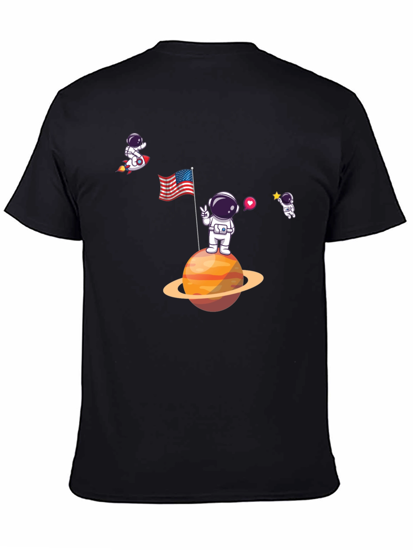 Astronaut Planet Graphic Black T-Shirt