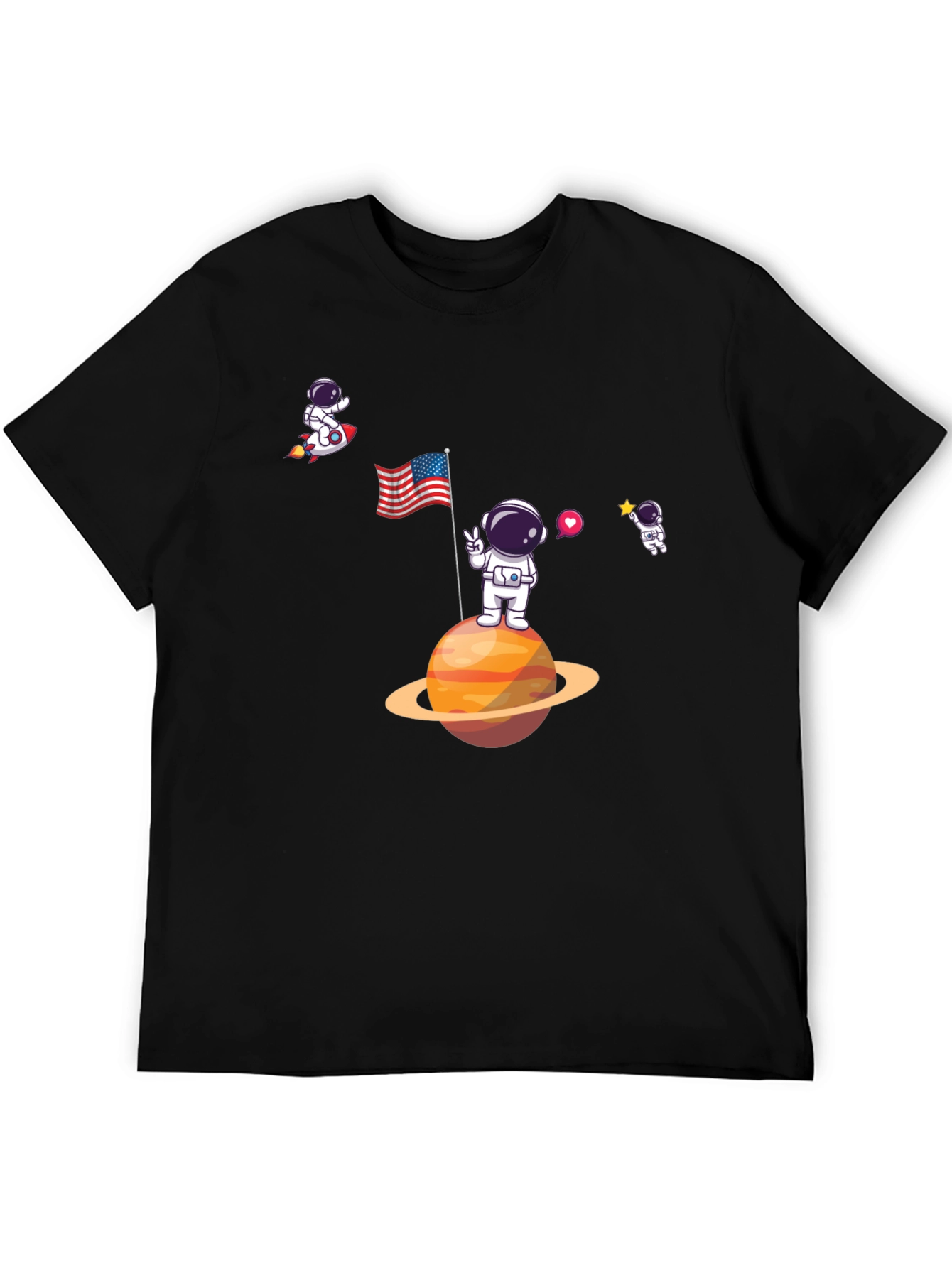 Astronaut Planet Graphic Black T-Shirt