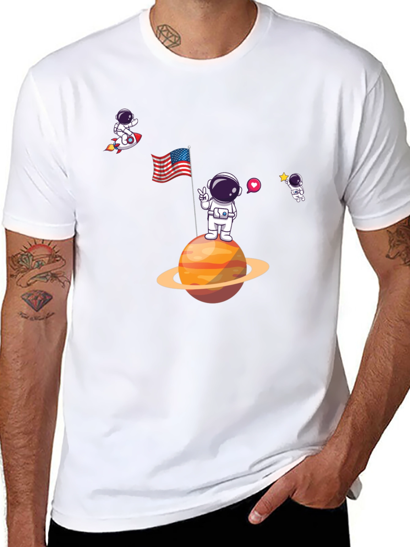 Astronaut Planet Graphic Black T-Shirt