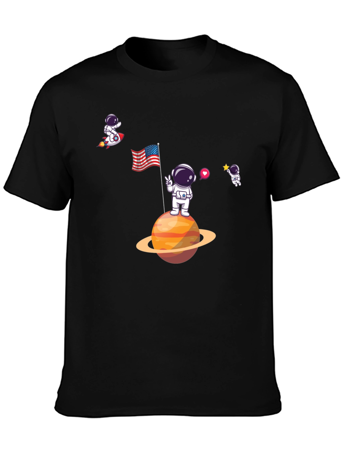 Astronaut Planet Graphic Black T-Shirt