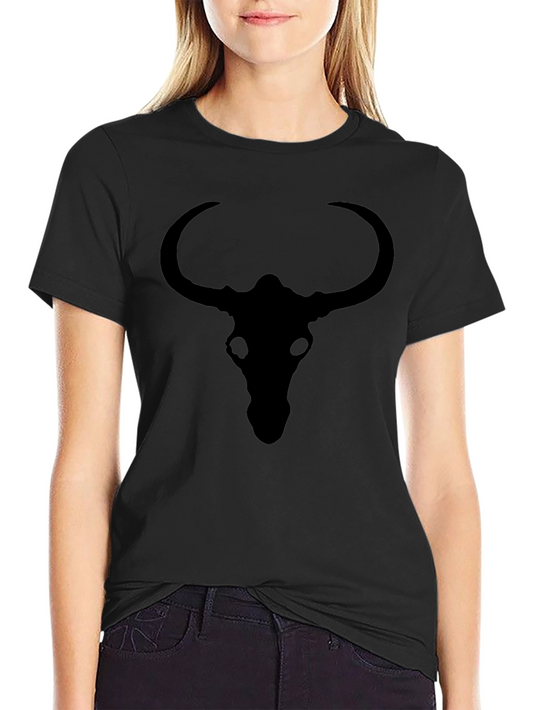 Black Bull Skull Graphic Tee - Mens Casual Top