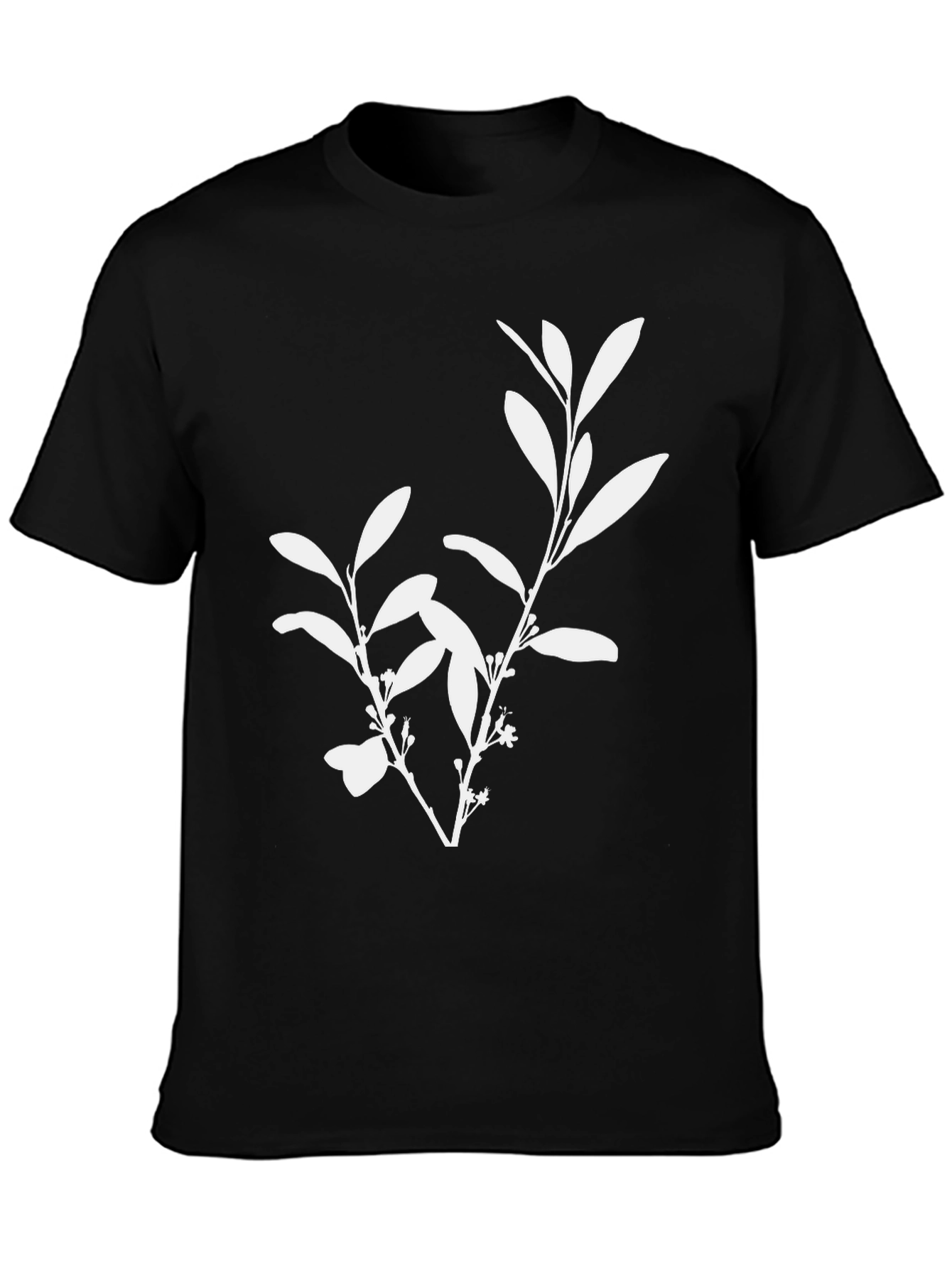 Botanical Print Black T-Shirt