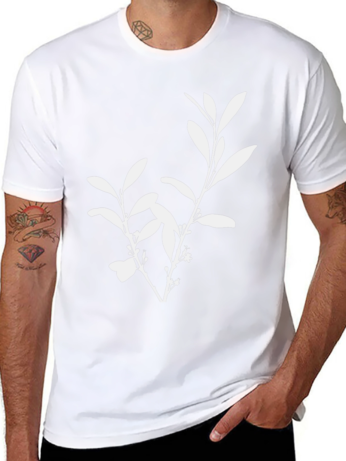 Botanical Print Black T-Shirt