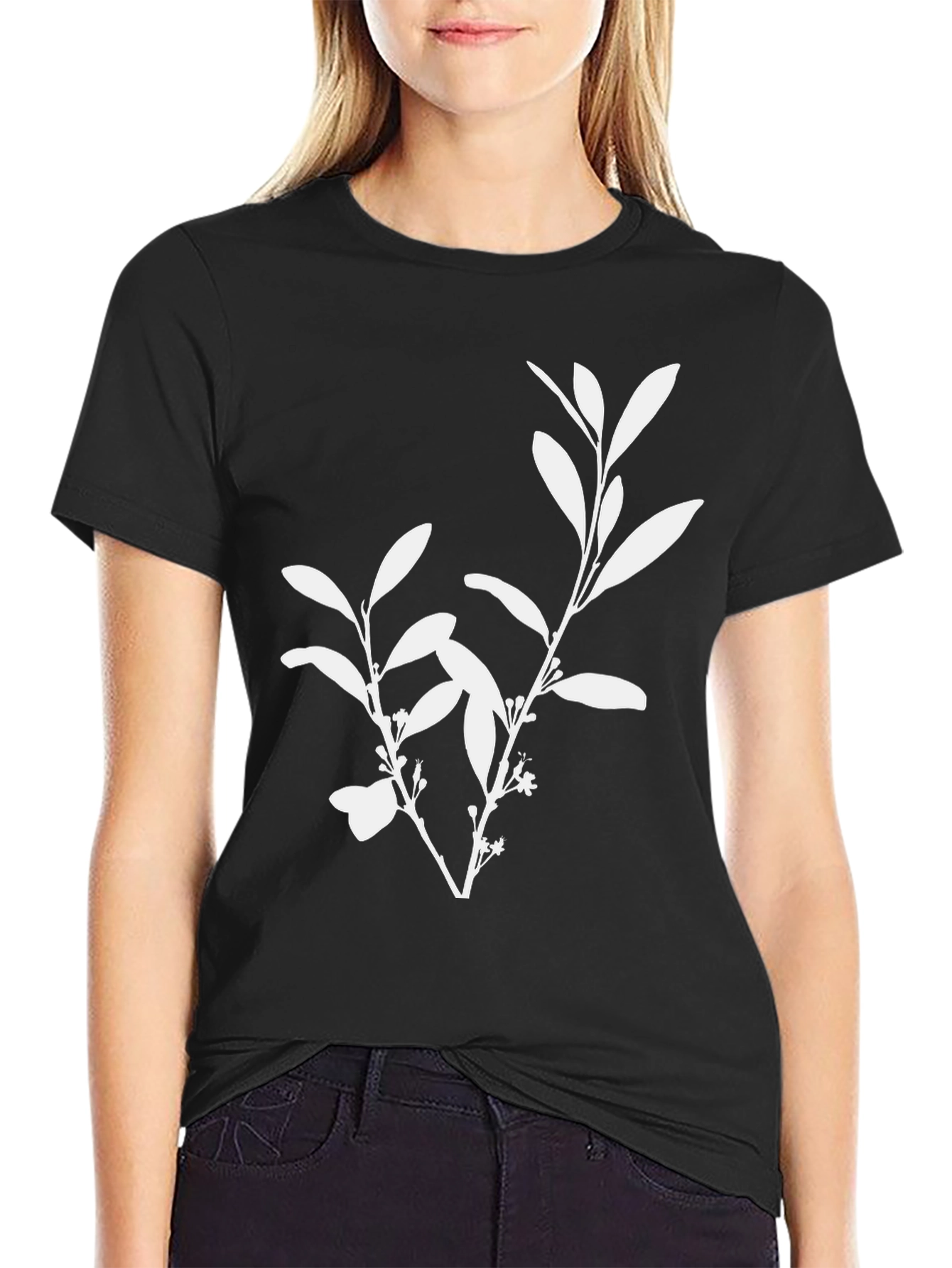 Botanical Print Black T-Shirt