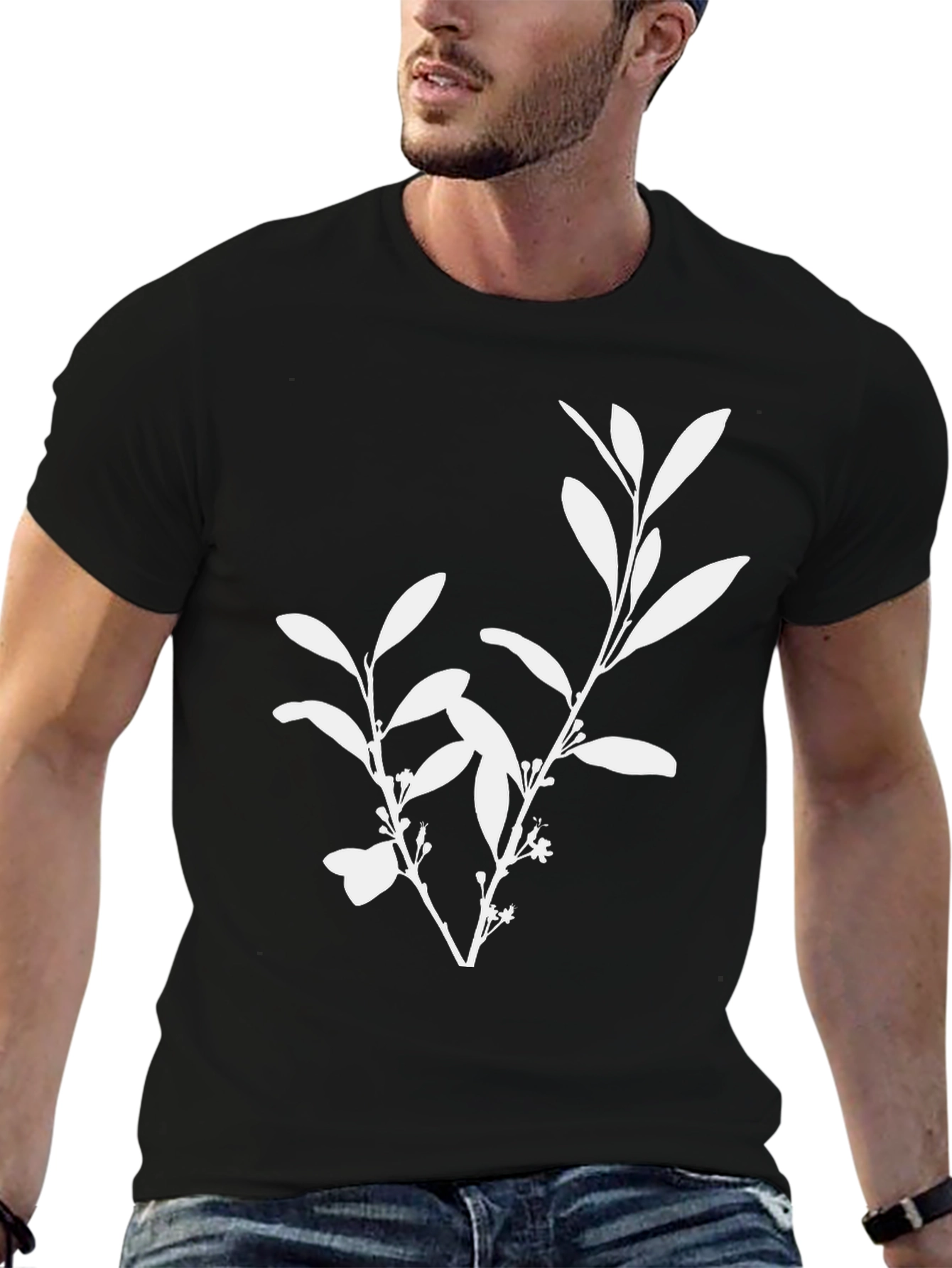 Botanical Print Black T-Shirt