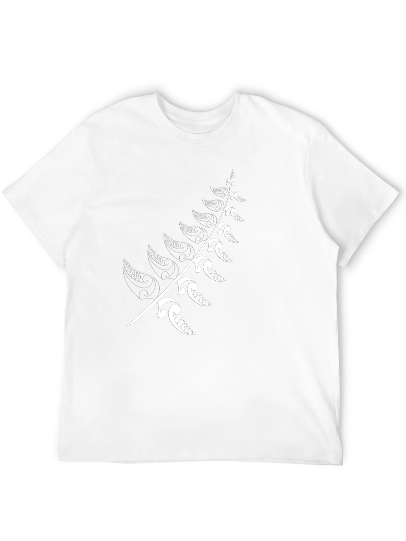 Black T-Shirt with White Fern Design