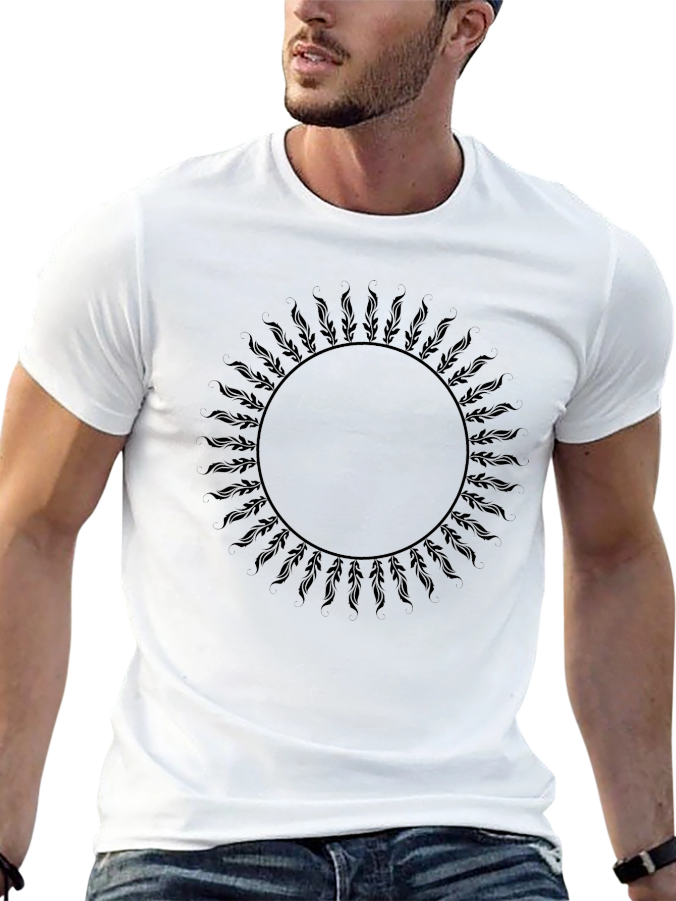 Sunburst Graphic Tee - Black Cotton Casual Shirt