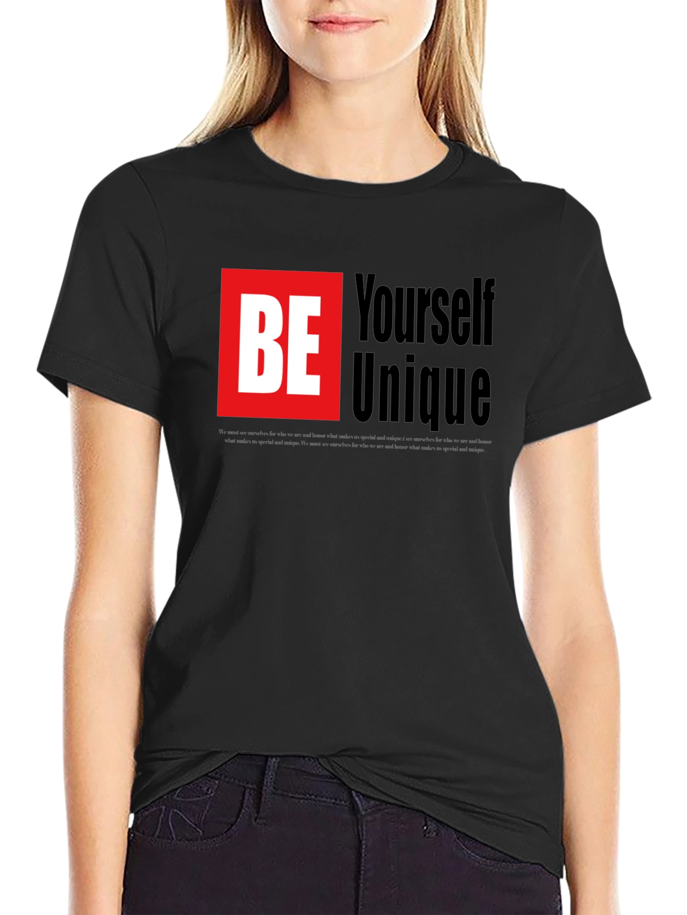 Be Yourself Unique Graphic Tee - Black