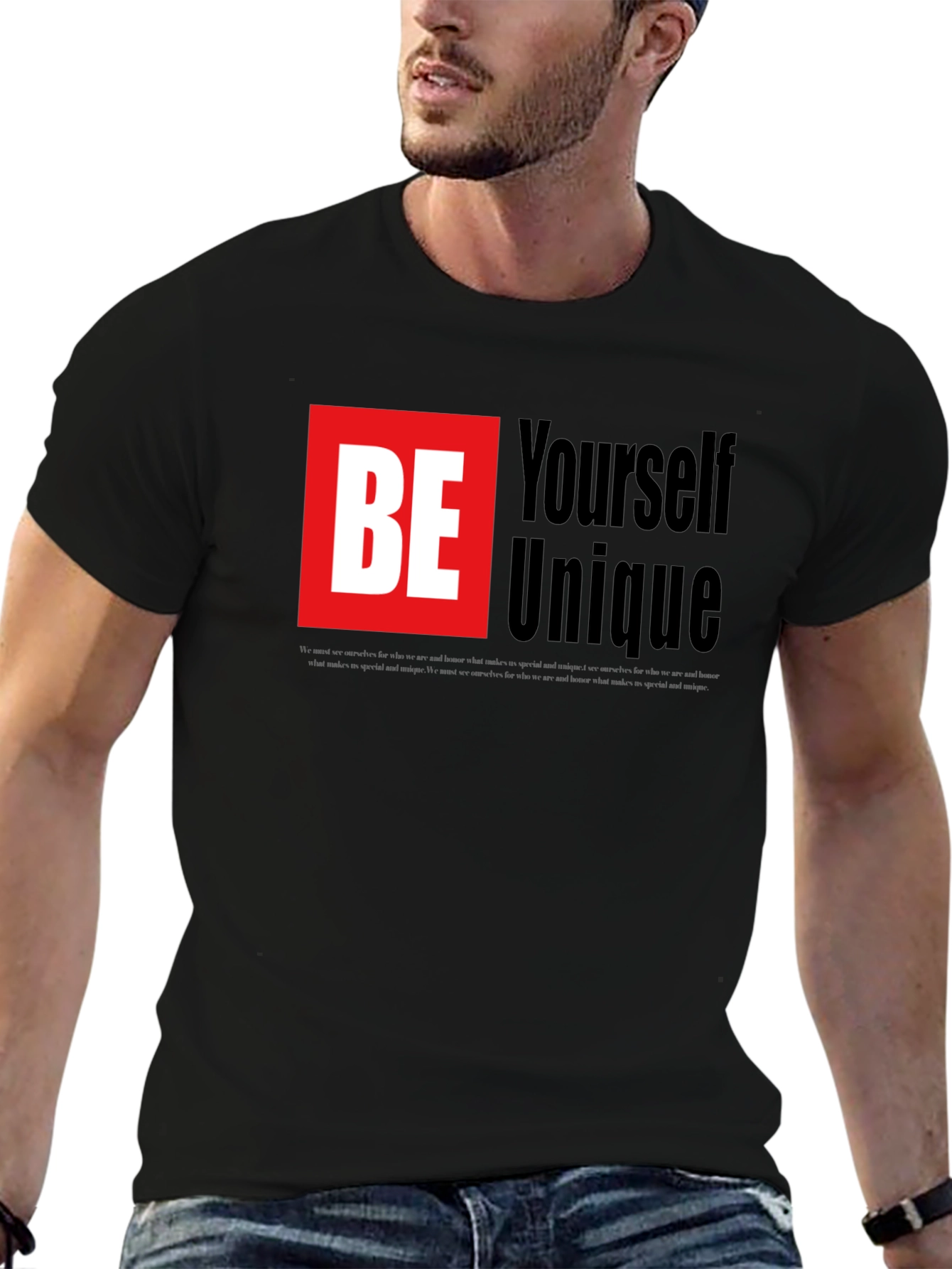 Be Yourself Unique Graphic Tee - Black