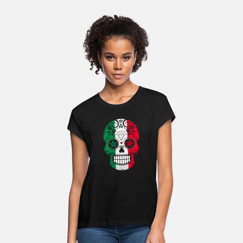Italian Flag Sugar Skull with Roses