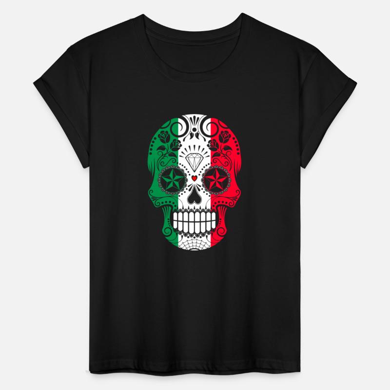Italian Flag Sugar Skull with Roses