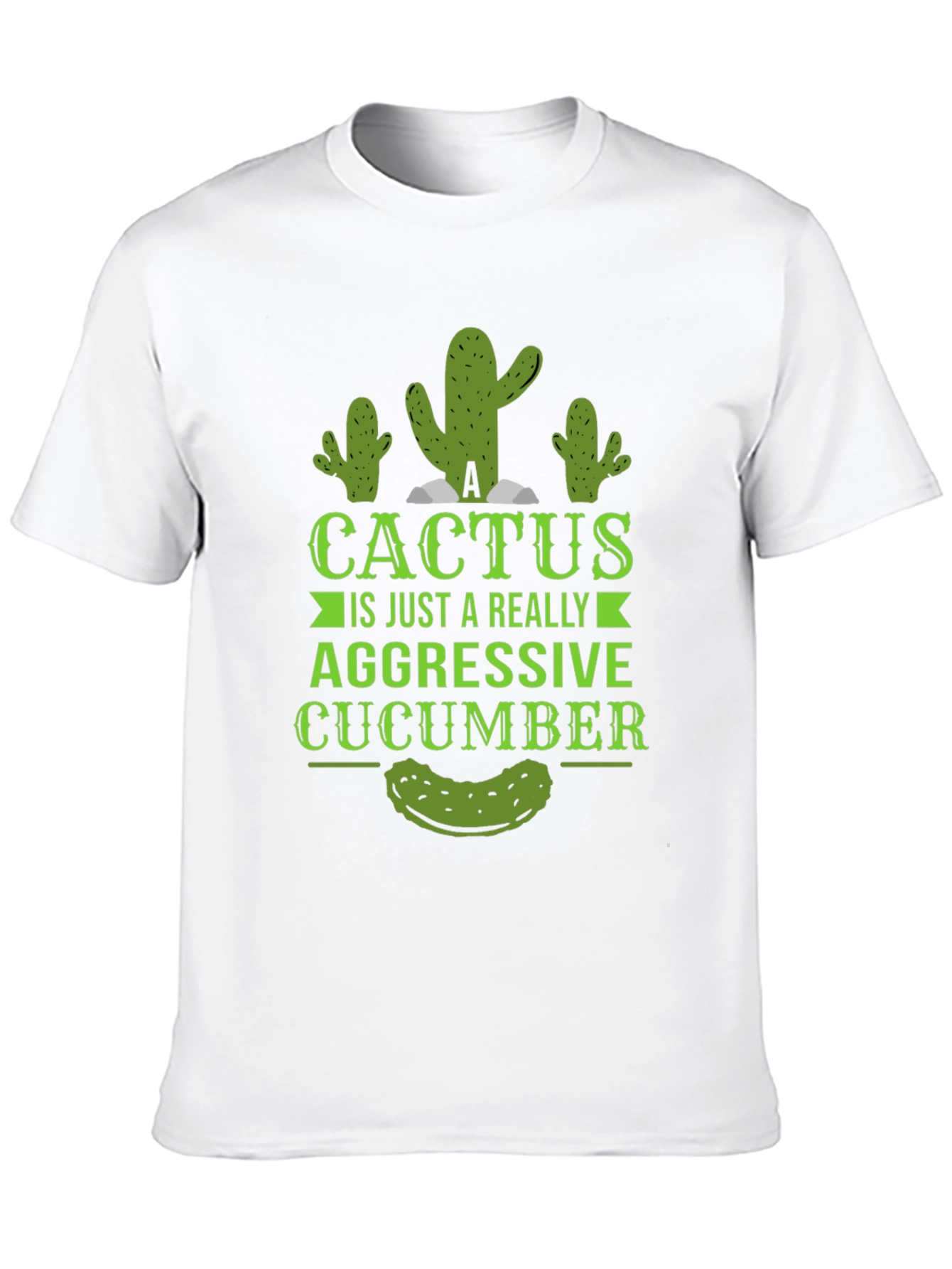 Aggressive Cucumber Cactus Graphic Tee - Funny Novelty Shirt