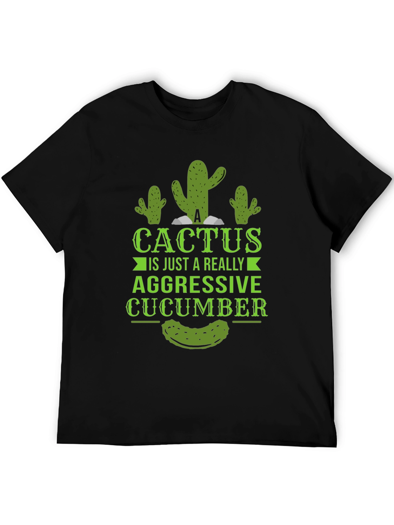 Aggressive Cucumber Cactus Graphic Tee - Funny Novelty Shirt