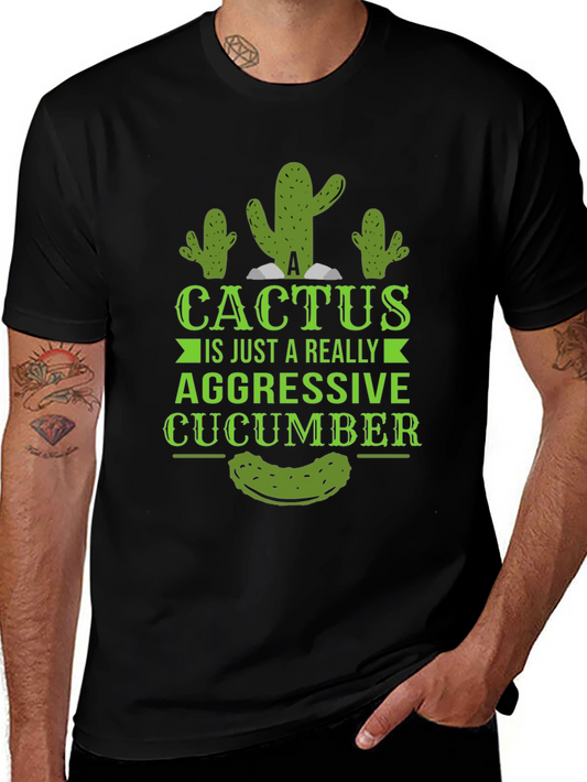 Aggressive Cucumber Cactus Graphic Tee - Funny Novelty Shirt