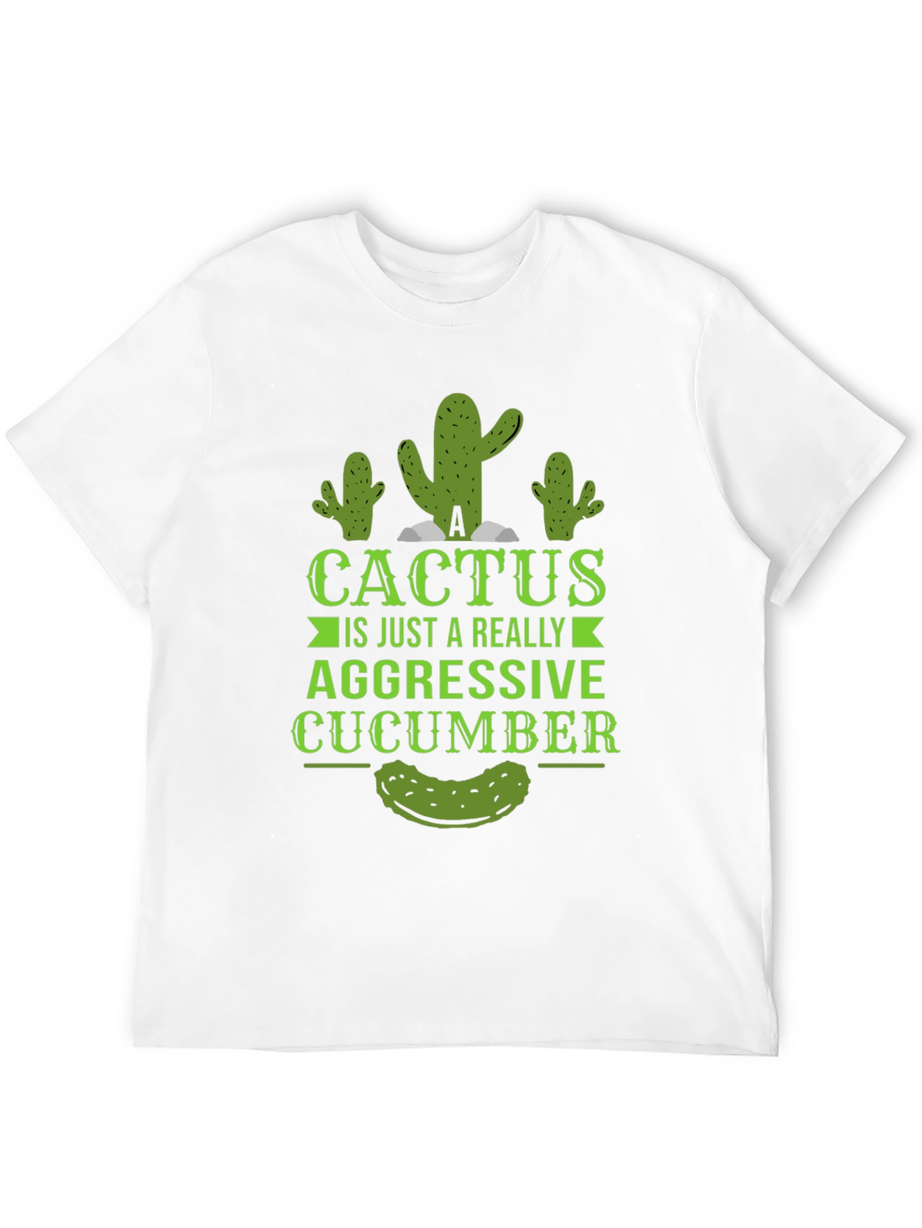 Aggressive Cucumber Cactus Graphic Tee - Funny Novelty Shirt