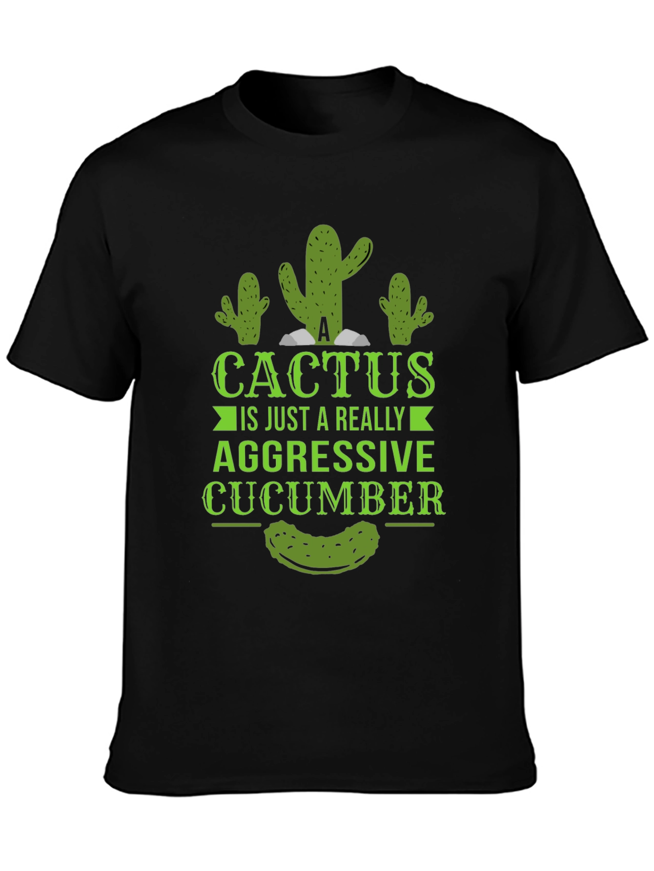 Aggressive Cucumber Cactus Graphic Tee - Funny Novelty Shirt