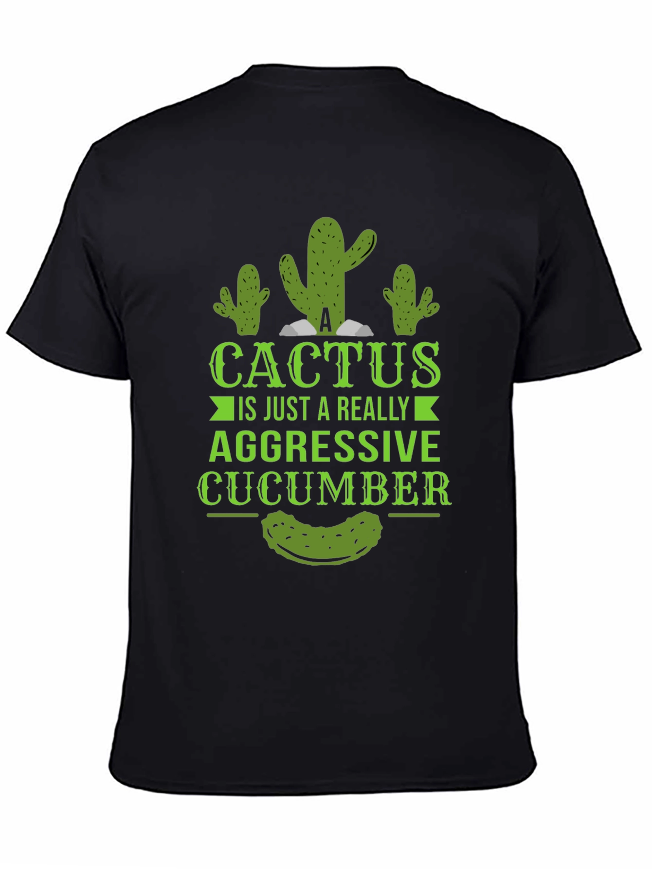 Aggressive Cucumber Cactus Graphic Tee - Funny Novelty Shirt