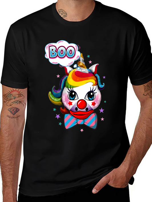 Unicorn Clown Boo Graphic Tee - Fun Halloween T-Shirt