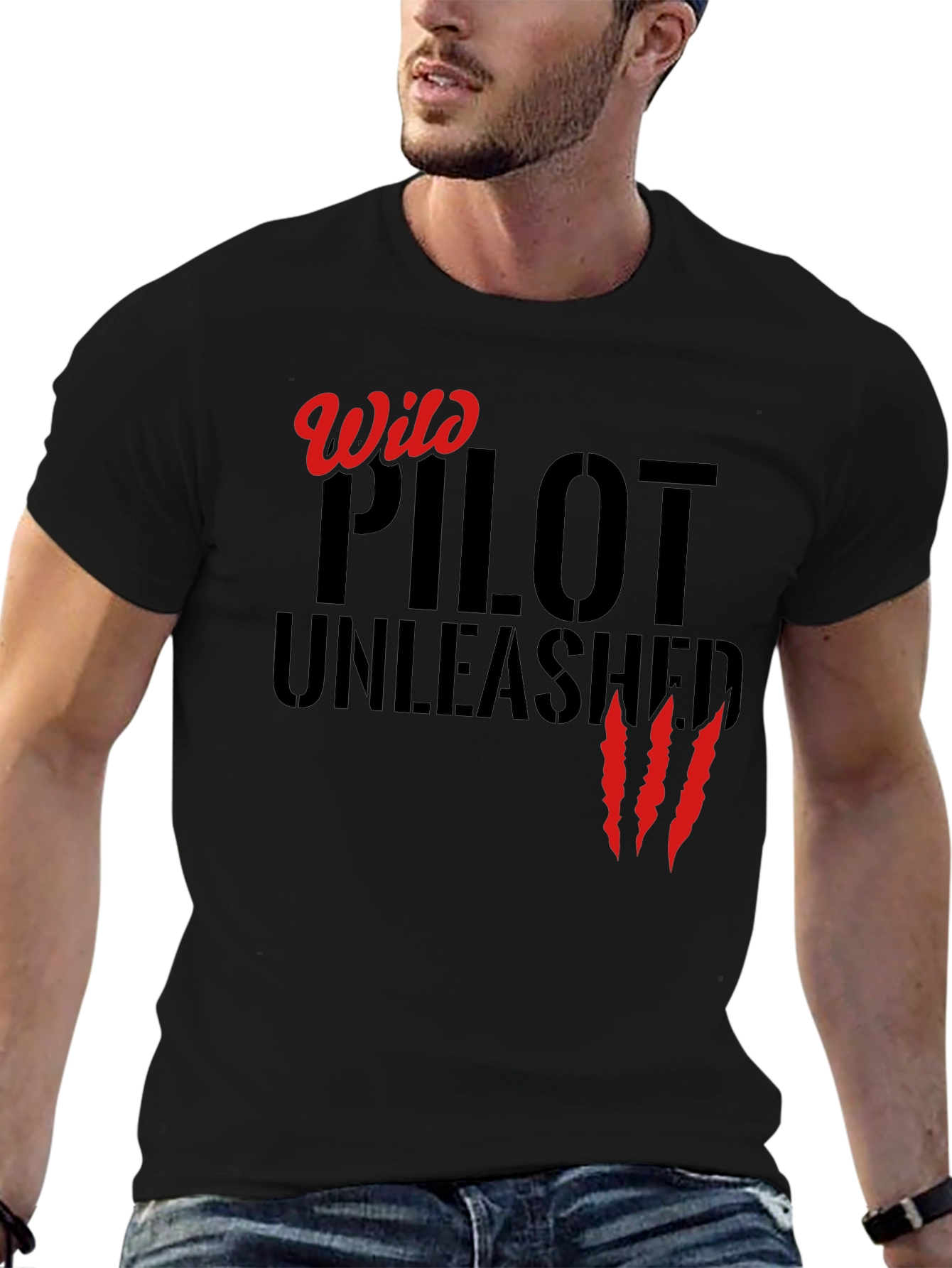 Wild Pilot Unleashed T-Shirt - Black Cotton Tee