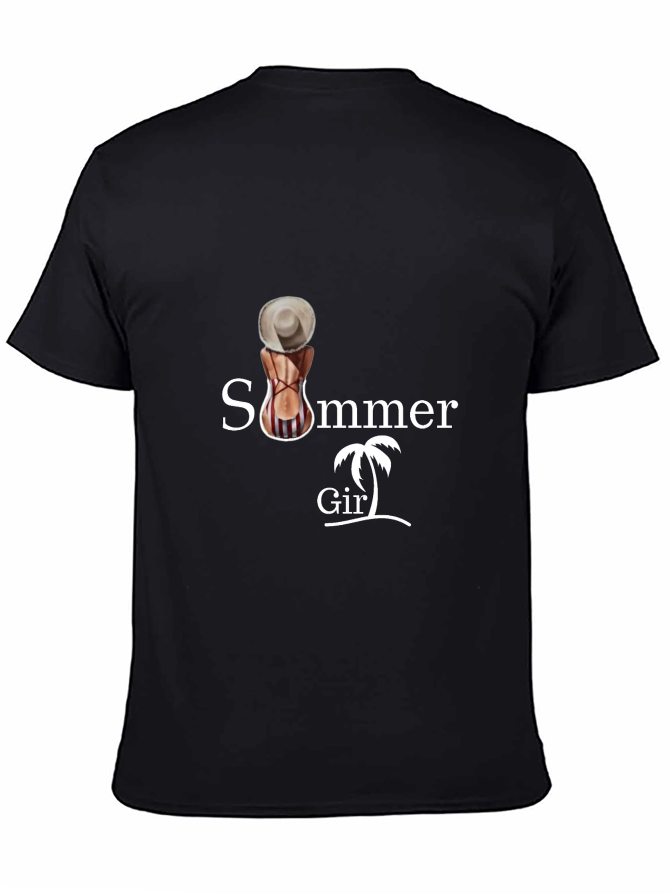 Summer Girl Graphic Tee - Black Cotton T-Shirt
