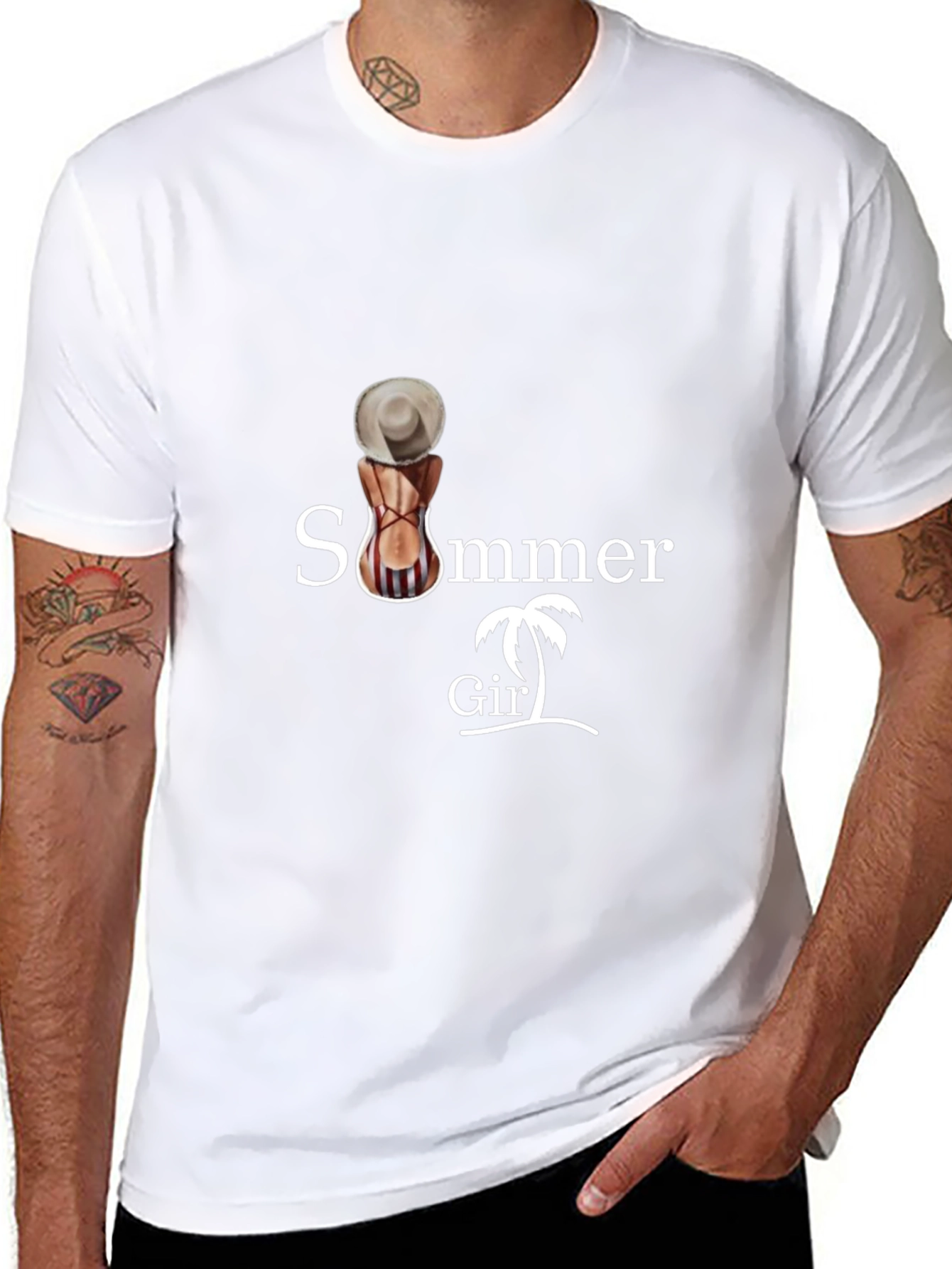Summer Girl Graphic Tee - Black Cotton T-Shirt