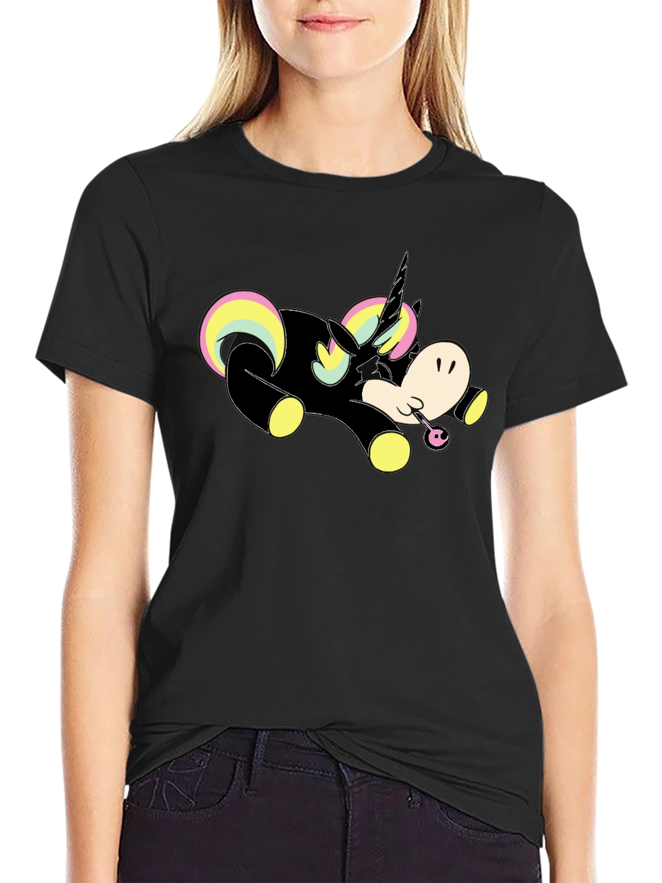 Unicorn Black T-Shirt Graphic Tee