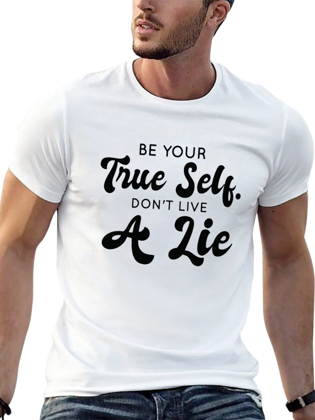 Be True Self Graphic Tee - Inspirational Black T-Shirt