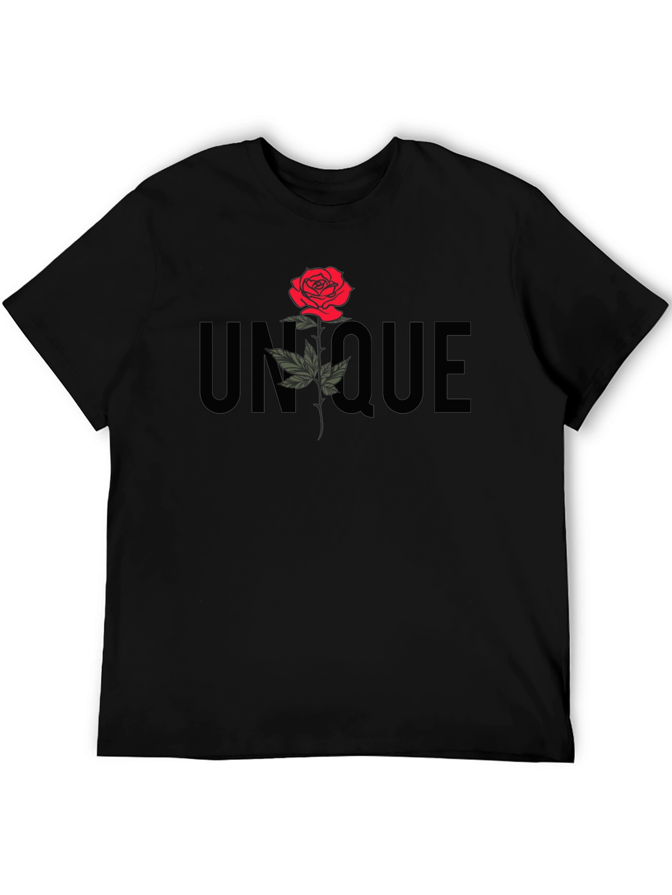 Unique Rose Graphic Black T-Shirt