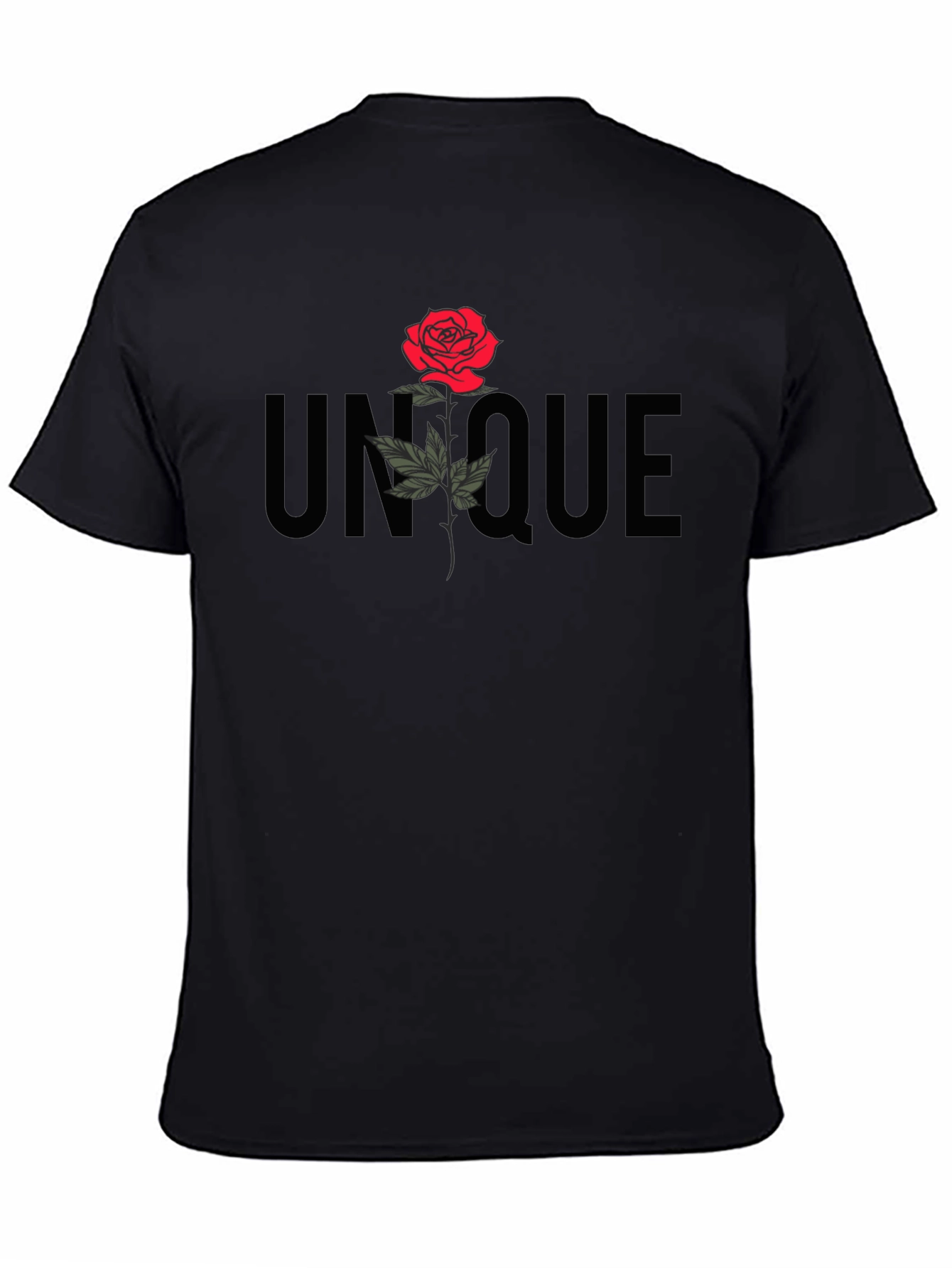 Unique Rose Graphic Black T-Shirt