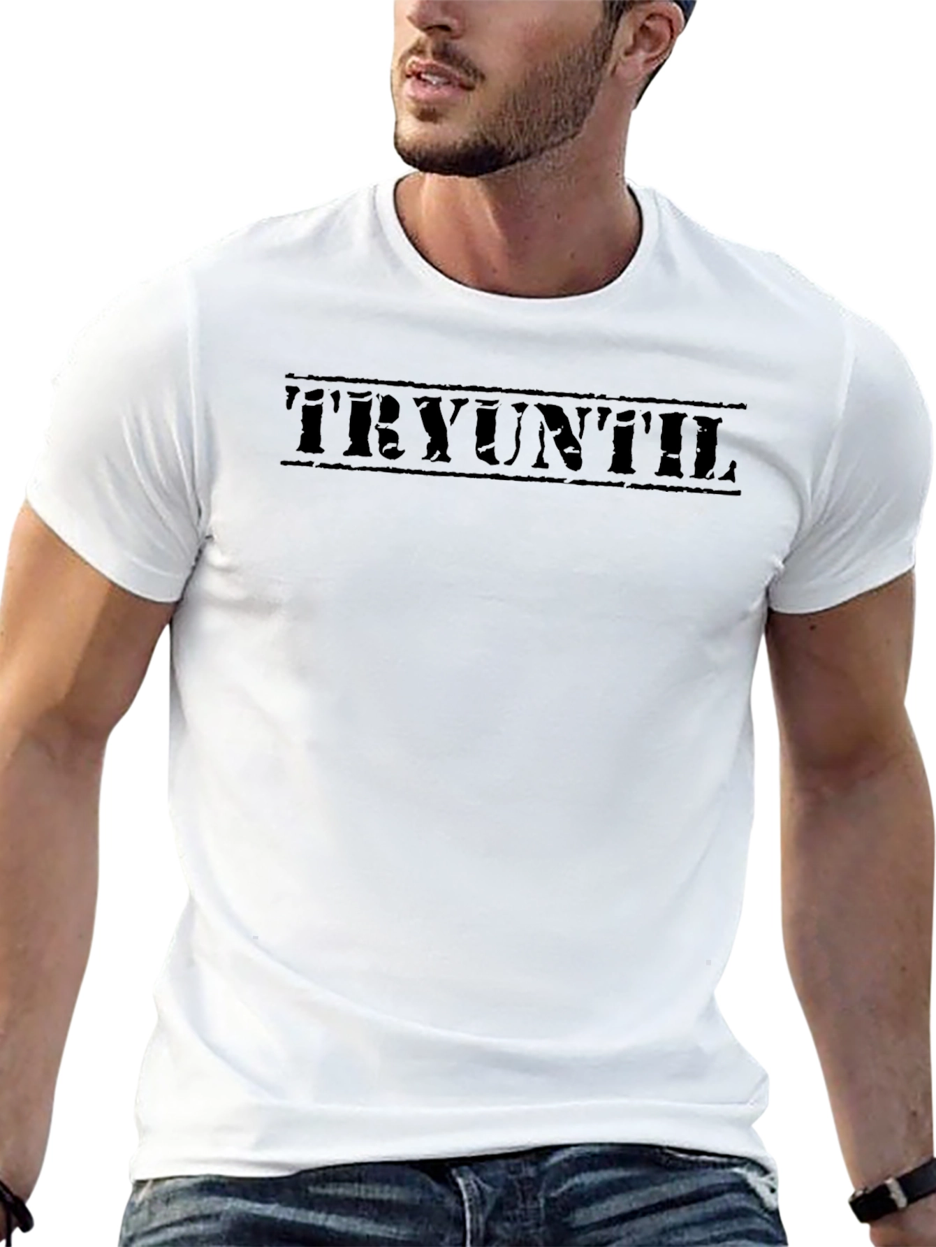 Tryuntil Graphic Tee - Mens Black Cotton T-Shirt