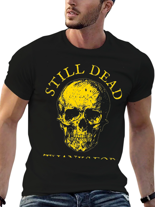 Still Dead Skull Graphic Tee - Black Cotton T-Shirt