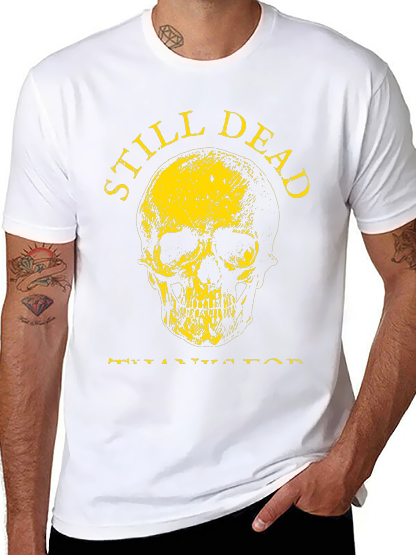 Still Dead Skull Graphic Tee - Black Cotton T-Shirt