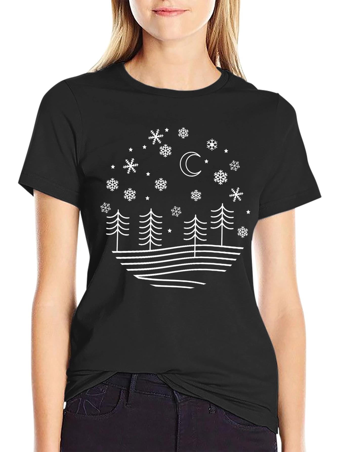 Winter Forest Graphic Tee - Black